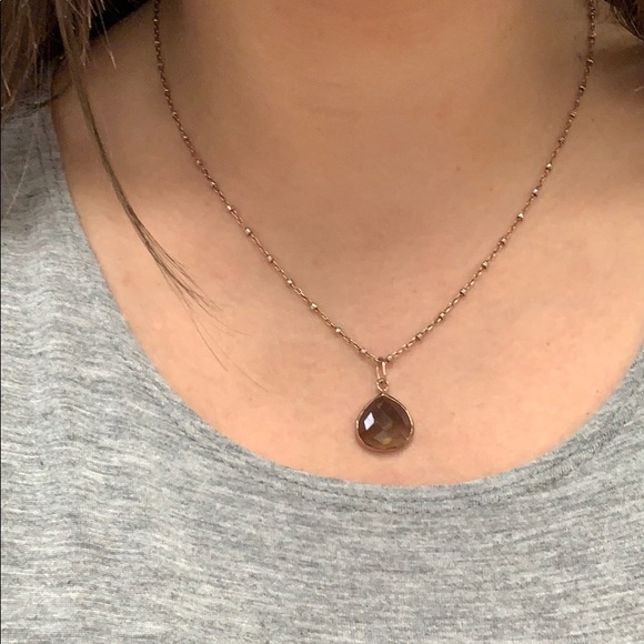 Smokey Quartz & Rose Gold Plated Silver Necklace - Picture 6 of 7